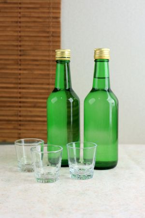 Bottle and Shot Glass with Soju
