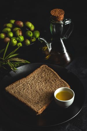 Fresh Spanish extra virgin olive oil with olives