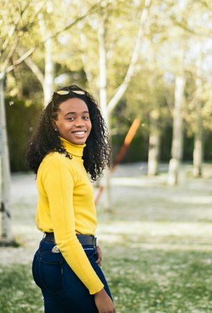 Black girl portrait smiling in a park