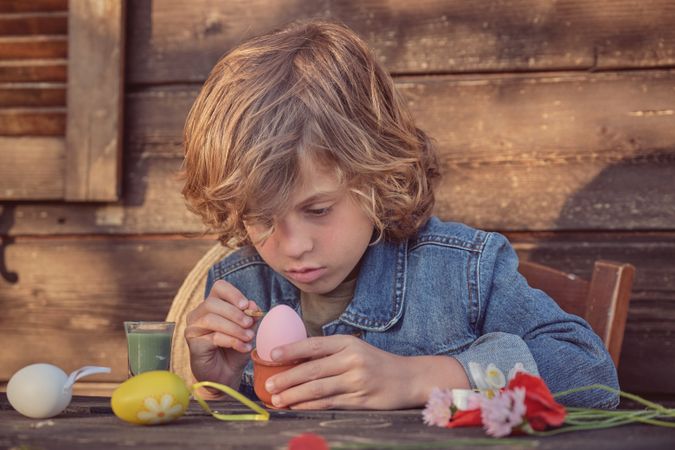 Little boy with Easter eggs