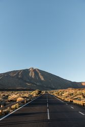 Road in desert to hills