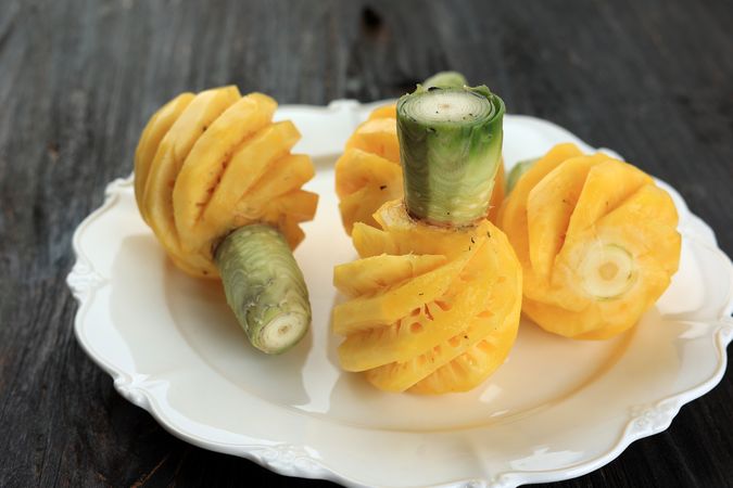 Peeled Small Pineapple Or Nanas Madu on Plate
