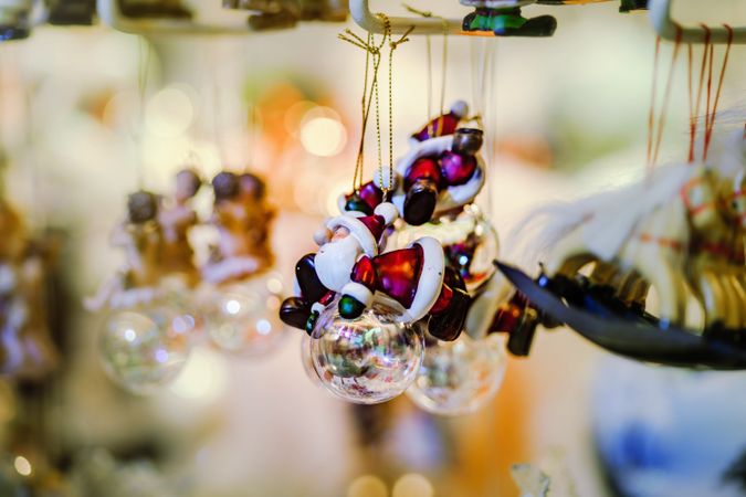 Close up of handmade souvenirs in Christmas market