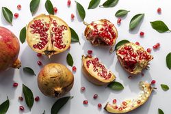 fresh seasonal pomegranate from above