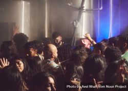 London, England, United Kingdom - Nov 9, 2022: Shot of crowd at party in brewery 4Zqay5