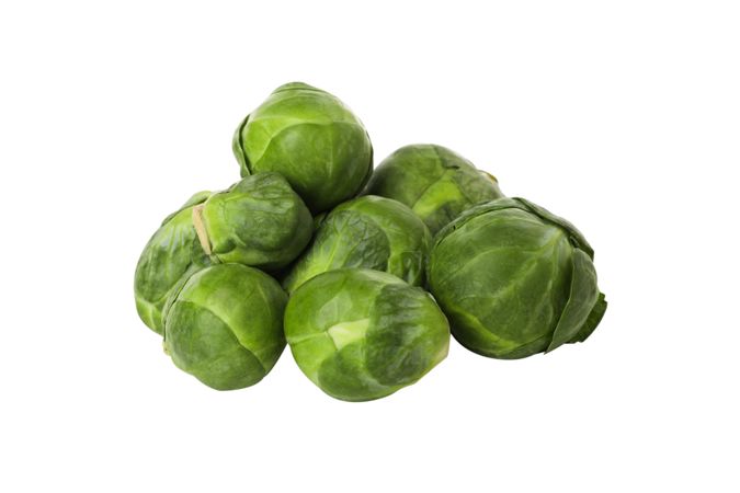 Whole Brussels sprouts, isolated on plain background