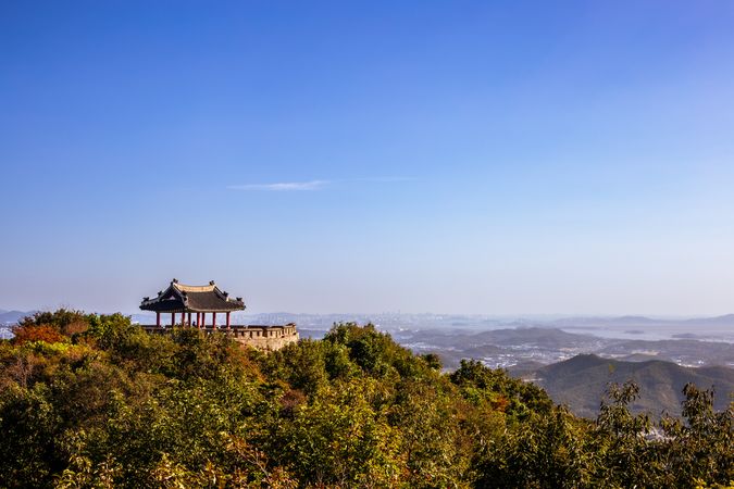 the summit of a clear autumn mountain