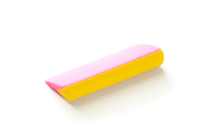 Color rubber eraser isolated on plain background, closeup