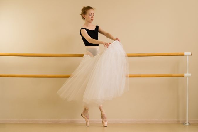 A ballet dancer showcases a dynamic pose