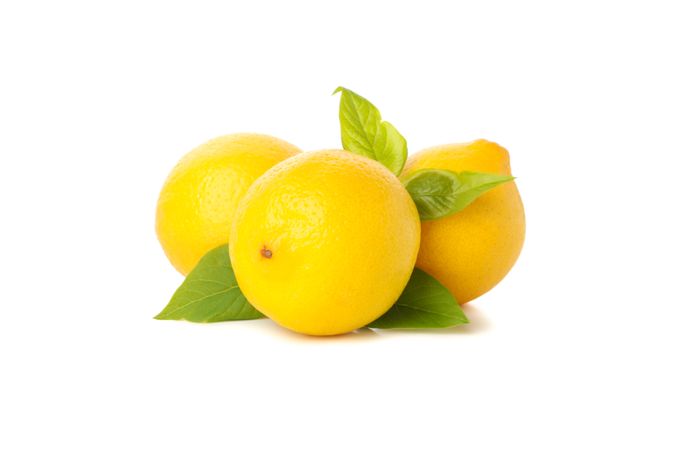 Fresh lemons isolated on light background. Ripe fruit