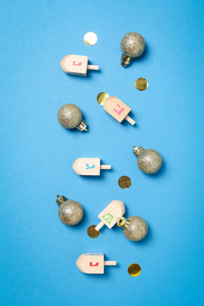 Concept of Jewish holiday, Hanukkah, top view