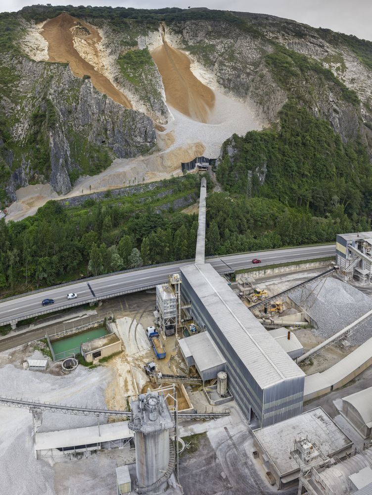 View of cement factory and quarry