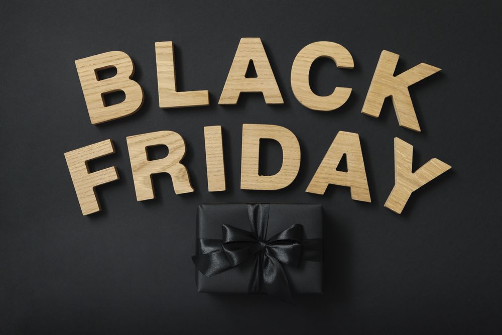 Text, gift box on dark background