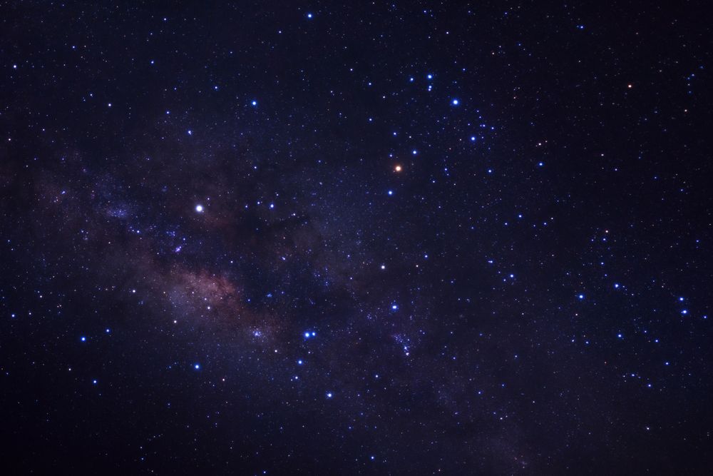 milky way galaxy and space dust in the universe, Long exposure photograph, with grain.