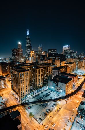 Top view of city skyline during nighttime