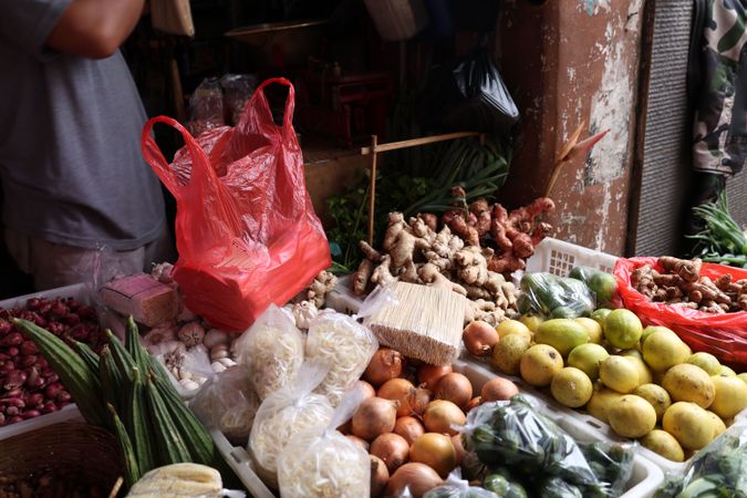 Indonesian Traditional Market Situation, Vegetable Seller