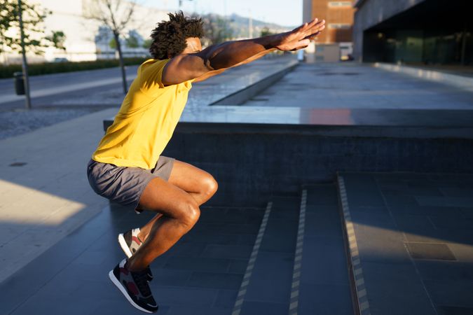 Man jumping and exercising his legs