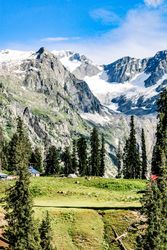 Houses below mountains in Pakistan