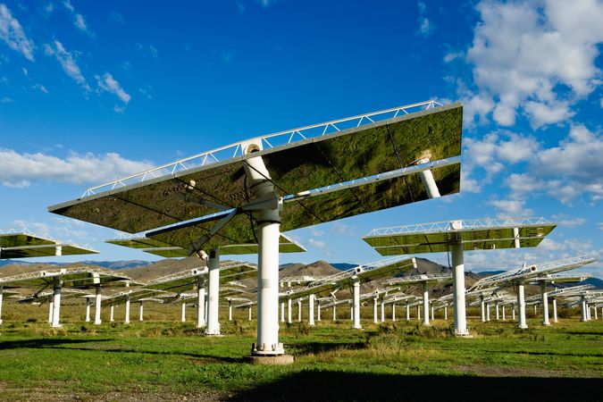 Solar panels on power station