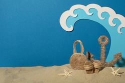 Concept of summer vacation, suitcase and other accessories.