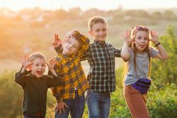 Three brothers and sister sunset