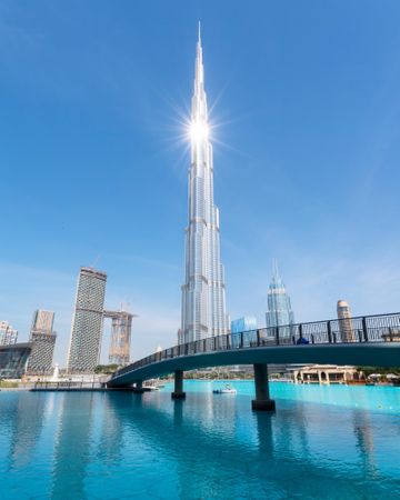 Bridge near Burj park in Dubai, UAE