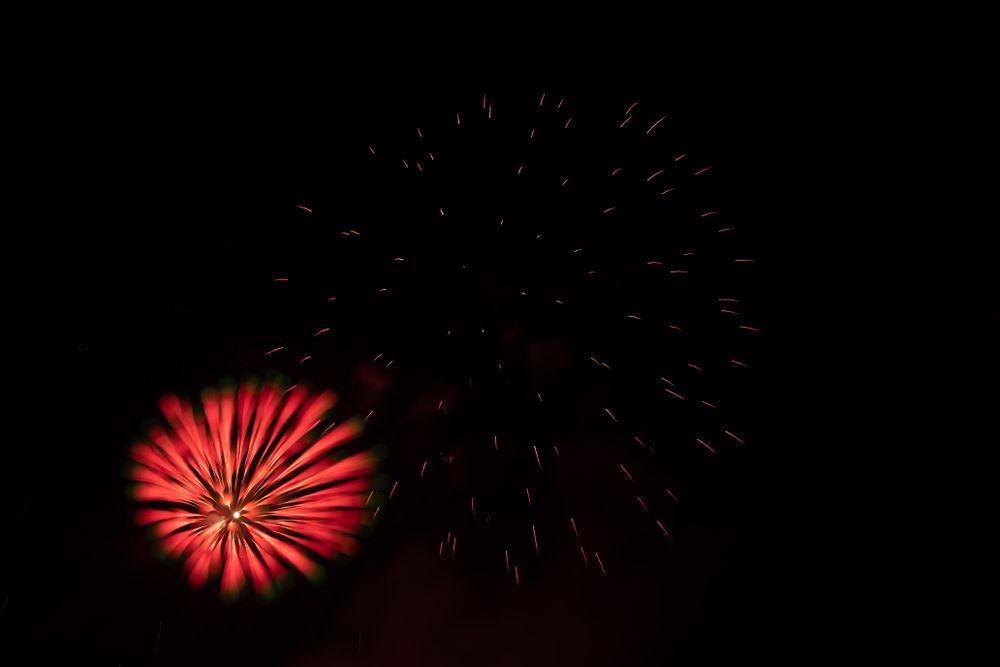 Bright fireworks on night sky