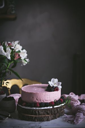 Strawberry tart on table