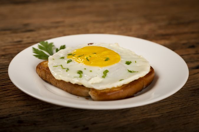 Breakfast with fried egg toast.