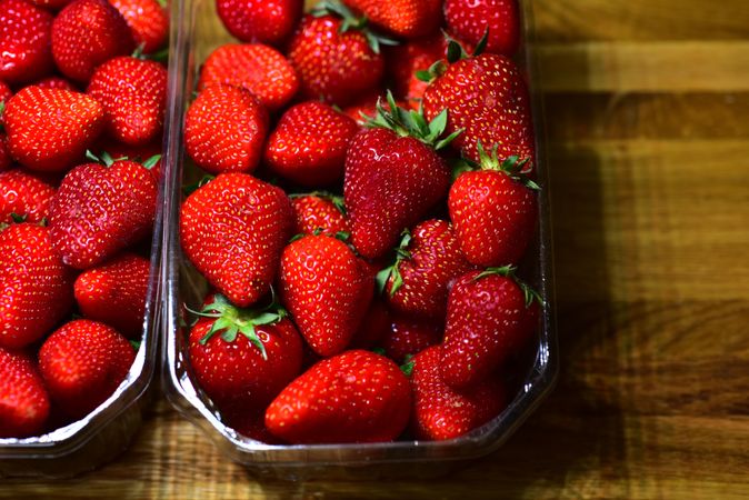 Strawberries on a wooden table