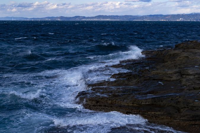 Dramatic Seascape with Waves and Rocky Coastline