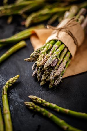 Asparagus wrapped in brown paper