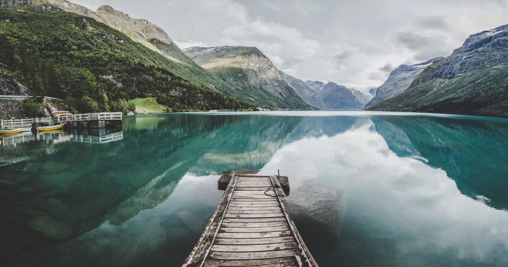 Lovatnet lake in Stryn, Vestland county, Norway