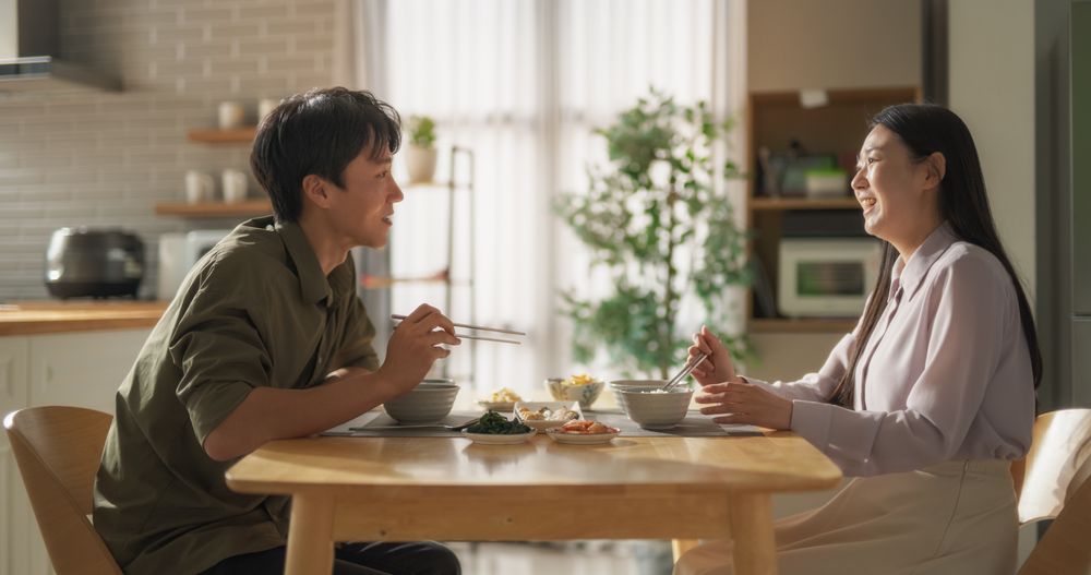 Happy Asian Couple Reunite,