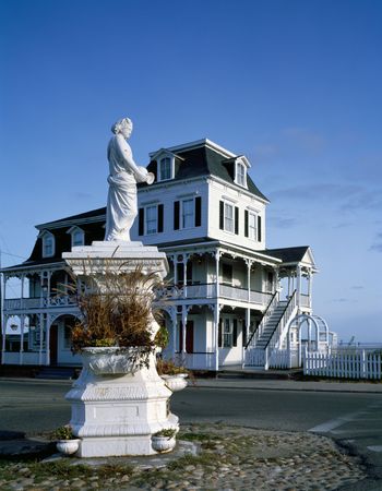 Coastal house with statue, Block Island, Rhode Island