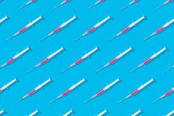 Pattern of syringes with blood in vial