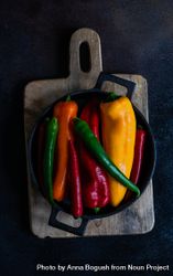 Fresh raw bell peppers in a pan 4jVrDJ