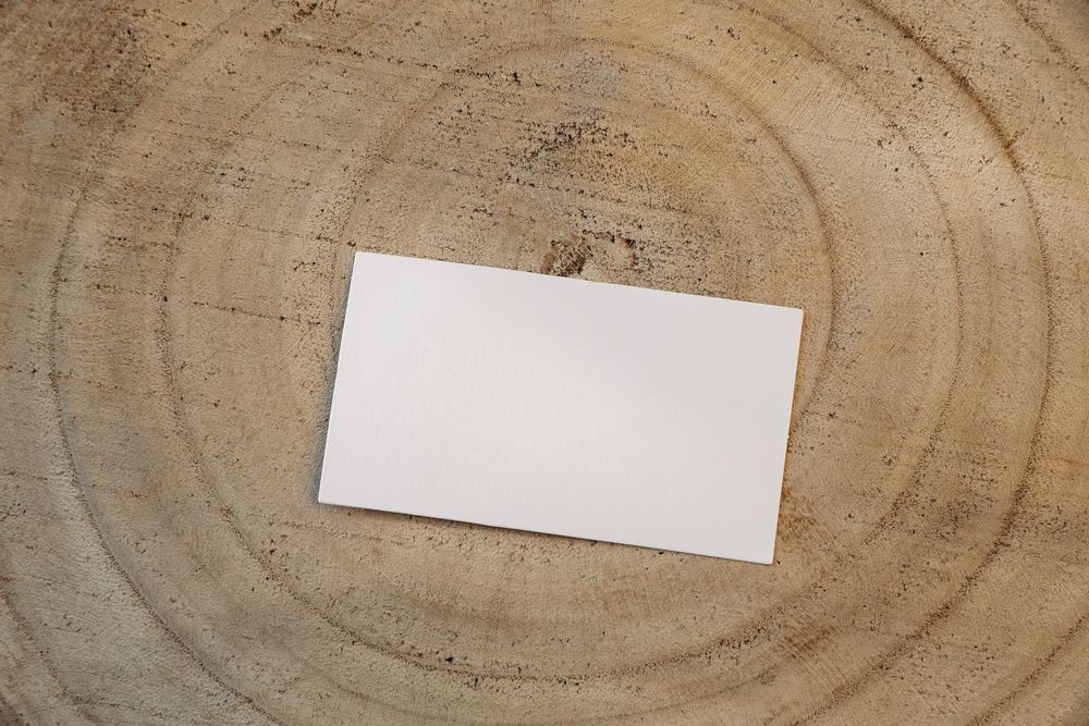 Business card on natural wood