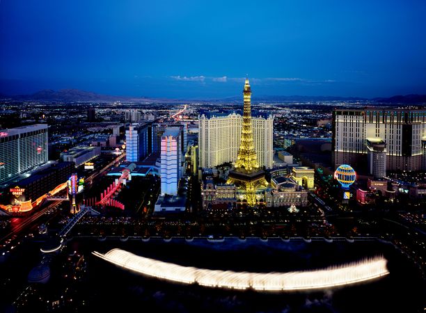 The Strip at dusk, Las Vegas, Nevada