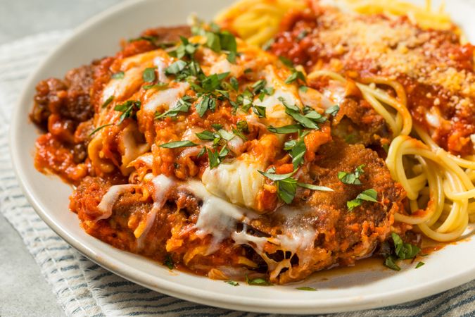Italian Homemade Eggplant Parmesan Pasta