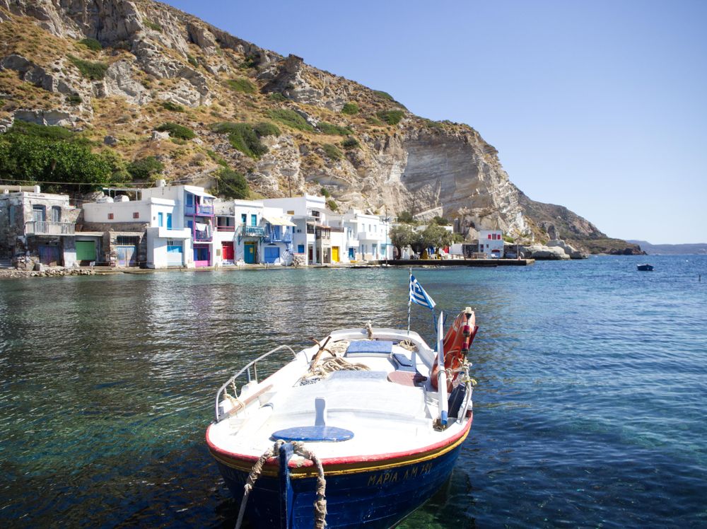 Small boat anchored in the water