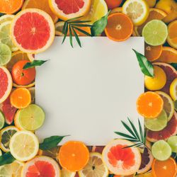 Citrus fruits with paper card