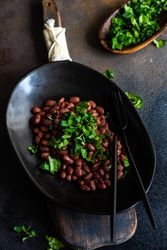 Traditional Georgian lobio dish in elegant modern bowl with cilantro