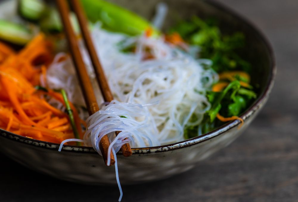 Glass noodles in sushi bowl