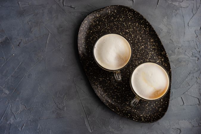 Top view of two morning cappuccinos