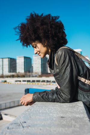 Portrait of Black woman with afro hair