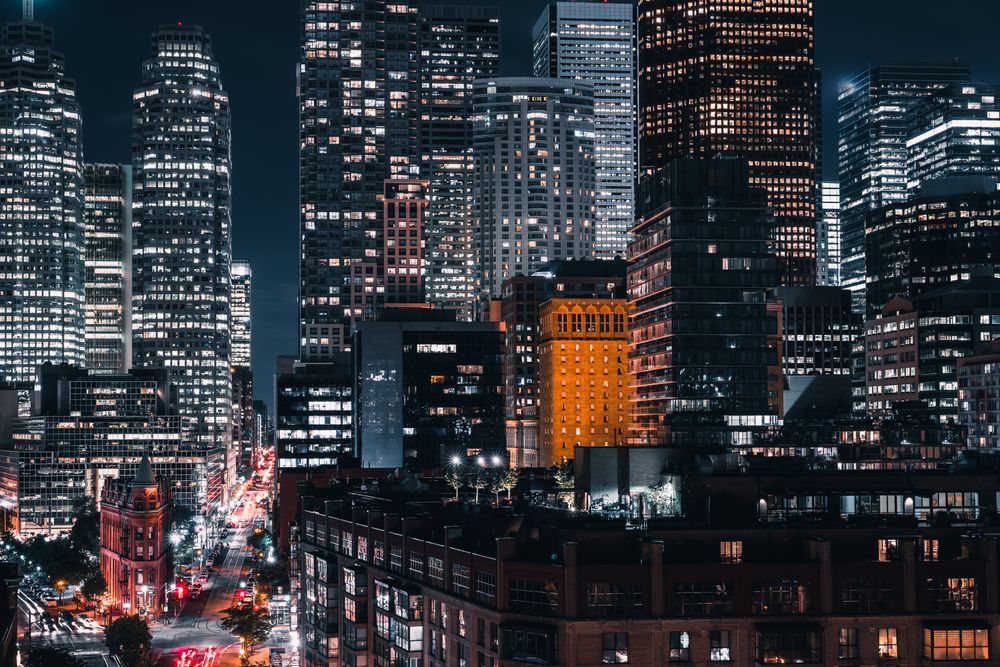 Cityscape view and lights by night