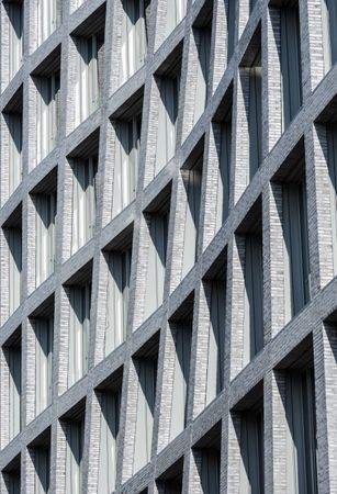 Office building with abstract architecture, close-up