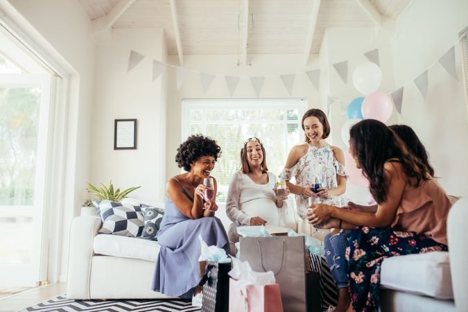 Group of multiracial women at a baby shower