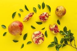 fresh seasonal pomegranate from above
